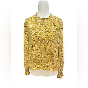 ZARA Women's Yellow Daisy Floral Front Pleated Tie Blouse